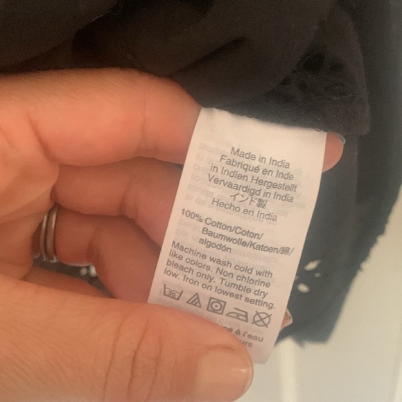 MADEWELL Scalloped Eyelet Wrap Top size M romantic black casual tie front blouse - Picture 4 of 12